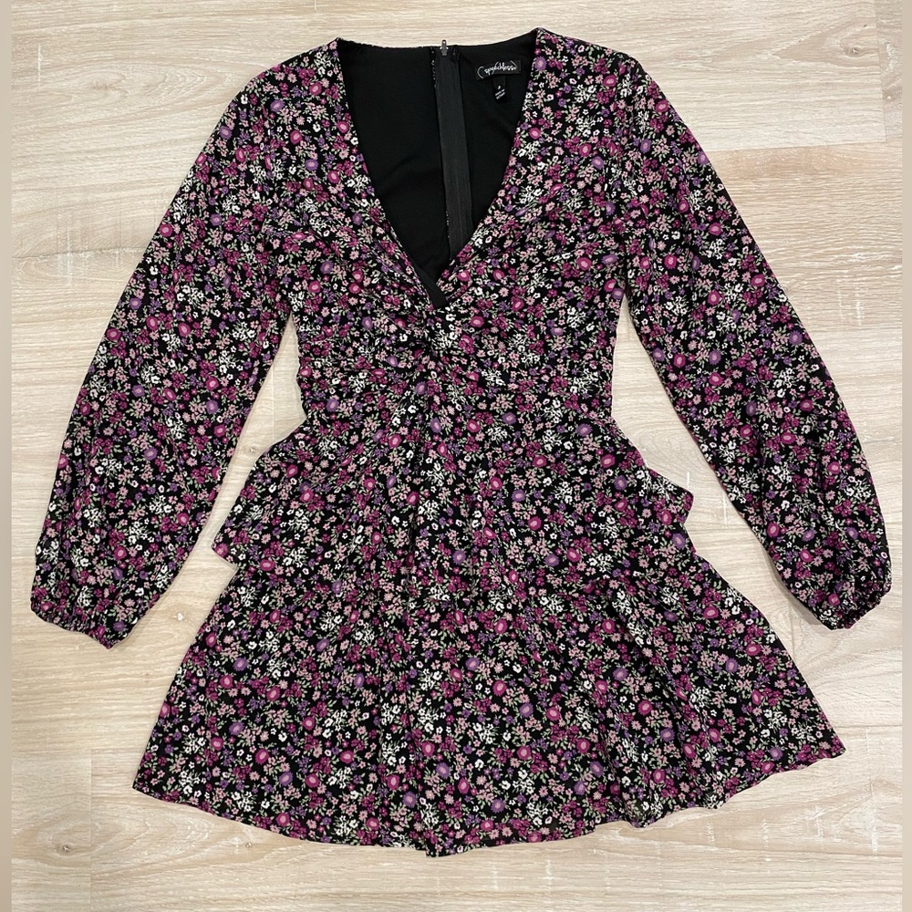 Speechless Black and Pink Floral Mini Dress